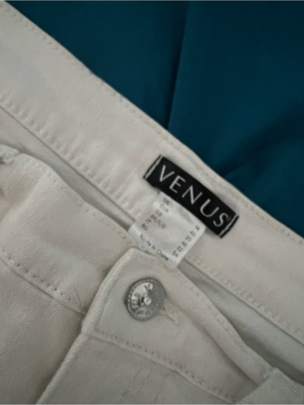 VENUS White High-Rise Denim Jeans with Branded Button